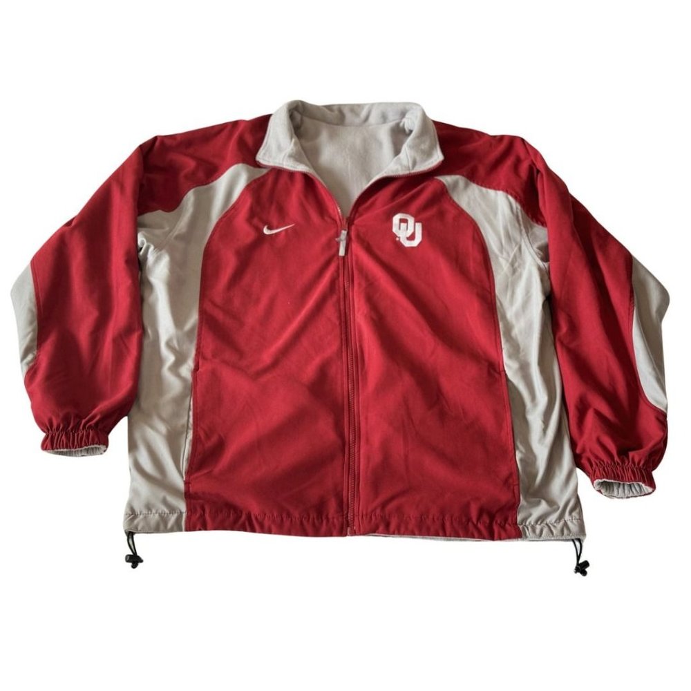 Vintage Nike Reversible Jacket Windbreaker OU Logo Red Gray Mens Sz XL Insulated